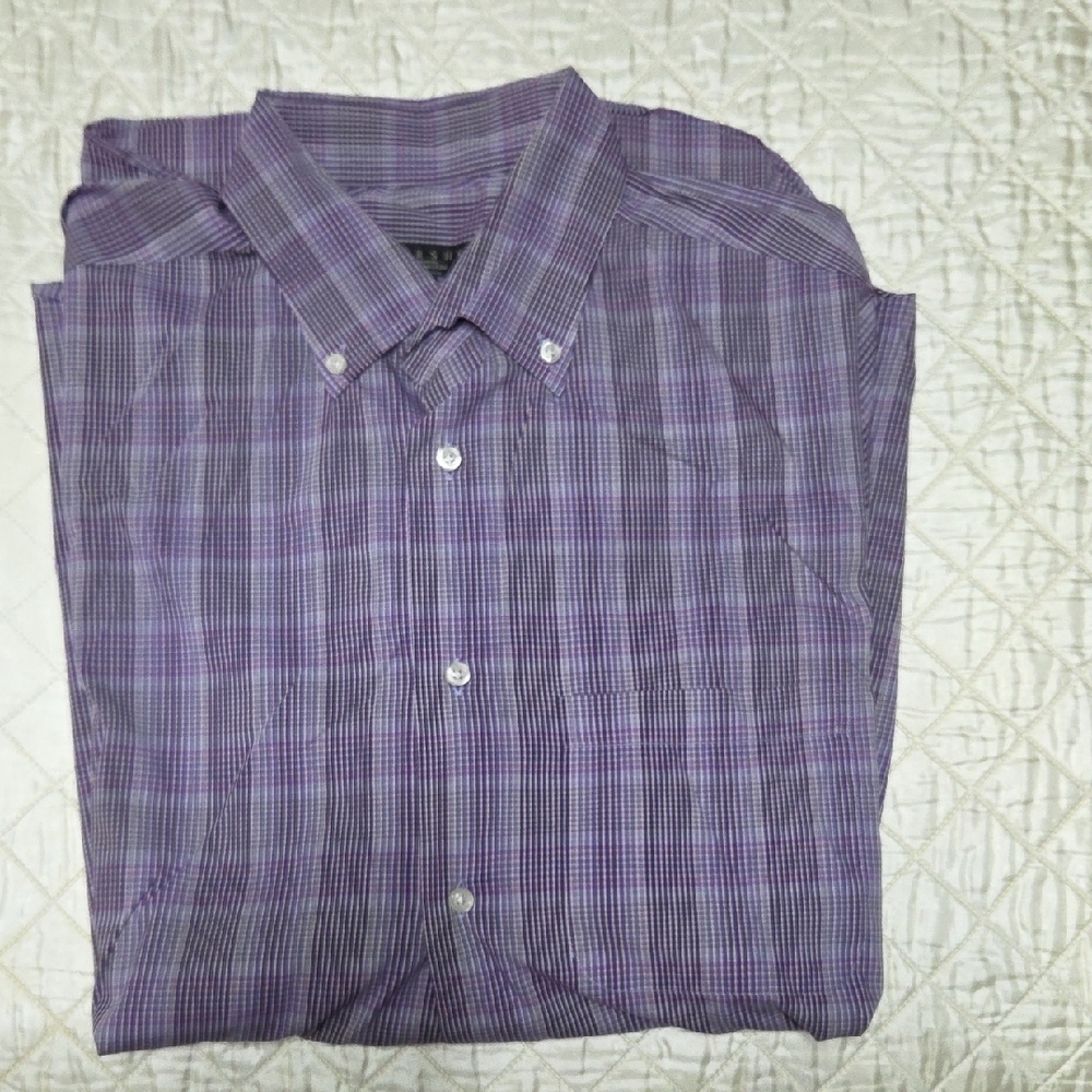 Men's Purple Plaid Casual Button Down Shirt